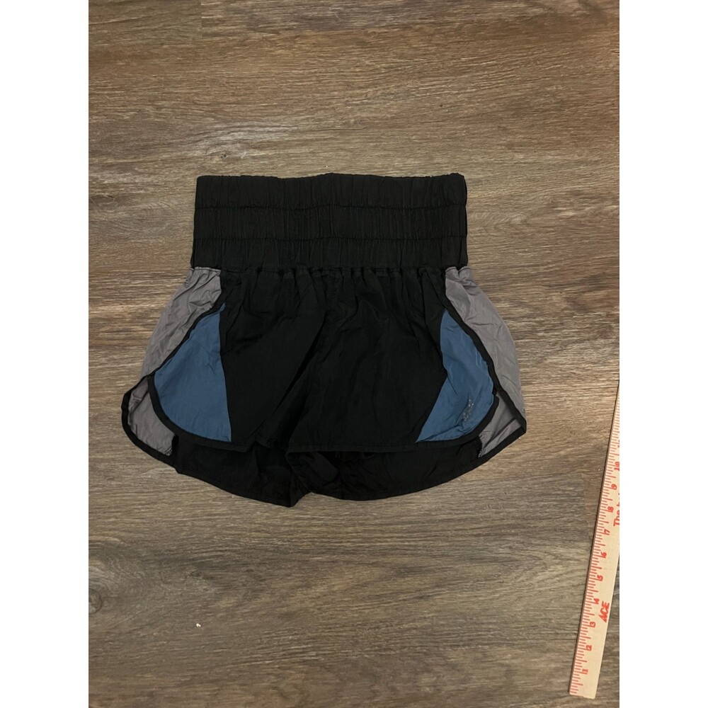 Free People FP Movement Hot Shot Shorts Light Grey/Reflective Smocked Waist S